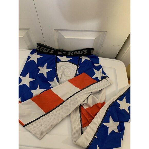 Sleefs-‎ Compression Pants Men’s Sz L Red White Blue Patriotic - Picture 1 of 5